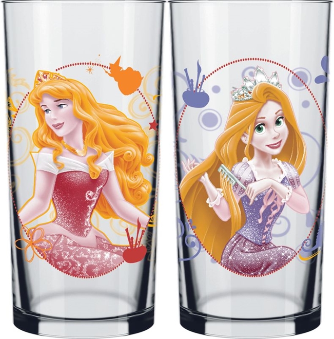 Brinde JOGO DE COPOS VIDRO 300 ML - PRINCESAS DISNEY - 4 PÇS