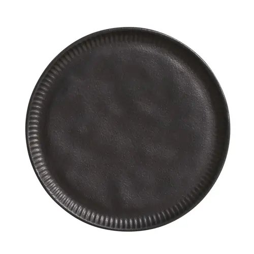 Prato Sobremesa Cerâmica 21,5cm Linhas Preto Matte Porto Brasil - PBC 003