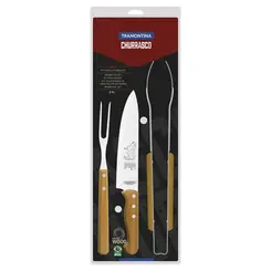 Conjunto Churrasco 3pcs Cabo Madeira Natural 22399/075 - Tramontina - TRM 1014