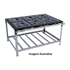 Fogão 6 Bocas Duplas Baixa Pressão Perfil 9 Grelha 40 Gás GLP STORI PREMIUM - Metalmaq - 0FG 070
