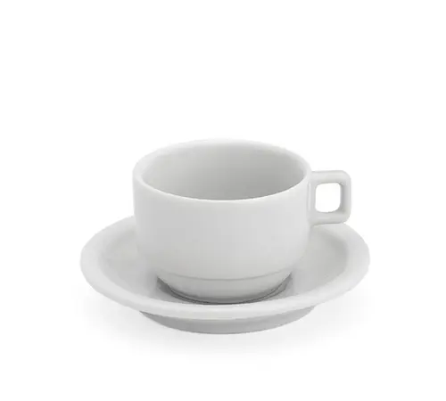 Xícara Café Porcelana 75ml com Pires Empilhável - Geni Porcelanas - PVC 006