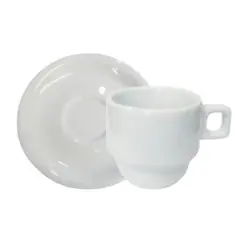 Xícara Café 70 ml com Pires Encaixe Baru 12 Unidades TW-502 - Atlas - ATS 028