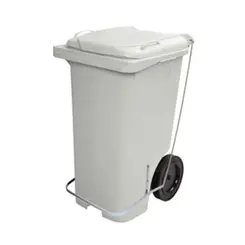 Lixeira 120L Plástica com Rodas e Pedal Branca Polipropileno Quadrada 13752 - Lar Plásticos - LAR 001