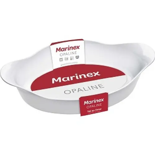 Assadeira Vidro 28,8 x 17 x 6,6 cm 1L Opaline Branca Oval com Aba 65591701426732 - Nadir - NAF 419