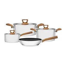 Jogo de Panelas Aço Inox Fundo Triplo 4 Peças Com Revestimento Starflon Brava Tramontina - TRM 498